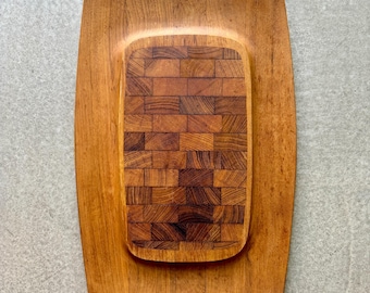 60s Jens Quistgaard Dansk Staved Teak Cutting Serving Tray Board
