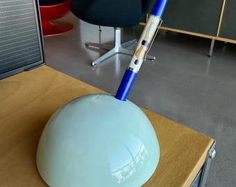 Postmodern Metal Domed Turquoise Pencil Holder Desk Sculpture