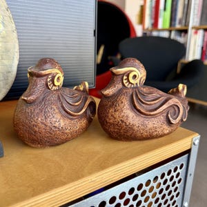 Vintage Brayton Laguna California Pottery Duck Planters K-16 Brown Speckle Glaze Set of 2