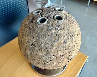 Vintage 70s Japan Bulletin Ball Swiveling Cork Desk Organizer