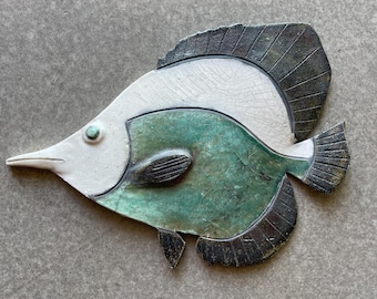 Vintage Italian Alcamo Pottery Fish Signed Sculpture