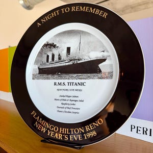 Vintage Flamingo Casino Reno Titanic Menu Pamiątkowa Talerz Eschenbach Niemcy Porcelana
