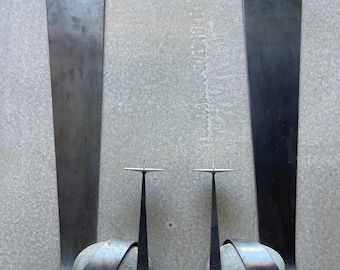 California Modern Festa Glen Ellen Stone & Steel Wall Sculpture Candle Sconce Set Postmodern