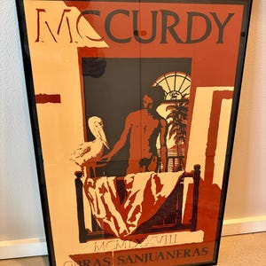 70s Framed Michael McCurdy Obras Sanjuaneras Silkscreen Poster Mid Century Art image 3