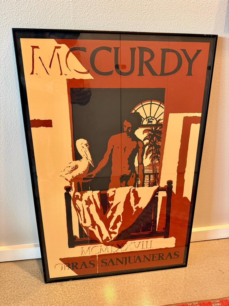 70s Framed Michael McCurdy Obras Sanjuaneras Silkscreen Poster Mid Century Art image 3