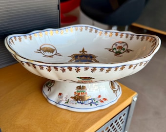 Bol à compote armorié royal français vintage Louis XV fleur de lys design 19ème