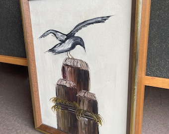 Cuadro vintage de B. Ryan con paisaje marino enmarcado: Muelle de las Gaviotas