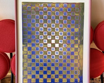 80-tals John R. Witkowsky signerad geometrisk opkonst screentryck Yale School of Art Albers