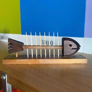 Cure-dents de table scandinave en os de poisson, sculpture Bojesen