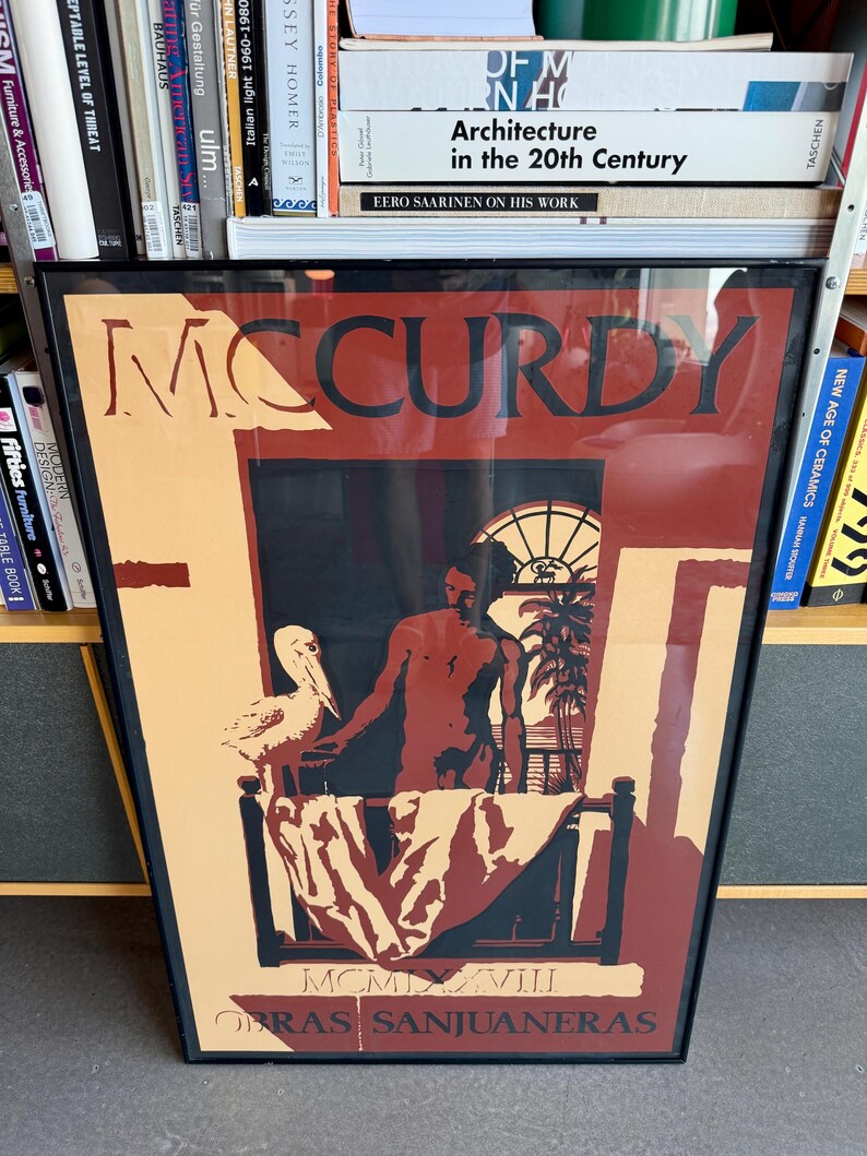 70s Framed Michael McCurdy Obras Sanjuaneras Silkscreen Poster Mid Century Art image 5