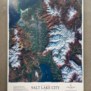 Vintage SLC Utah Sateliten Relief Wandkarte Skulptur Rahmen
