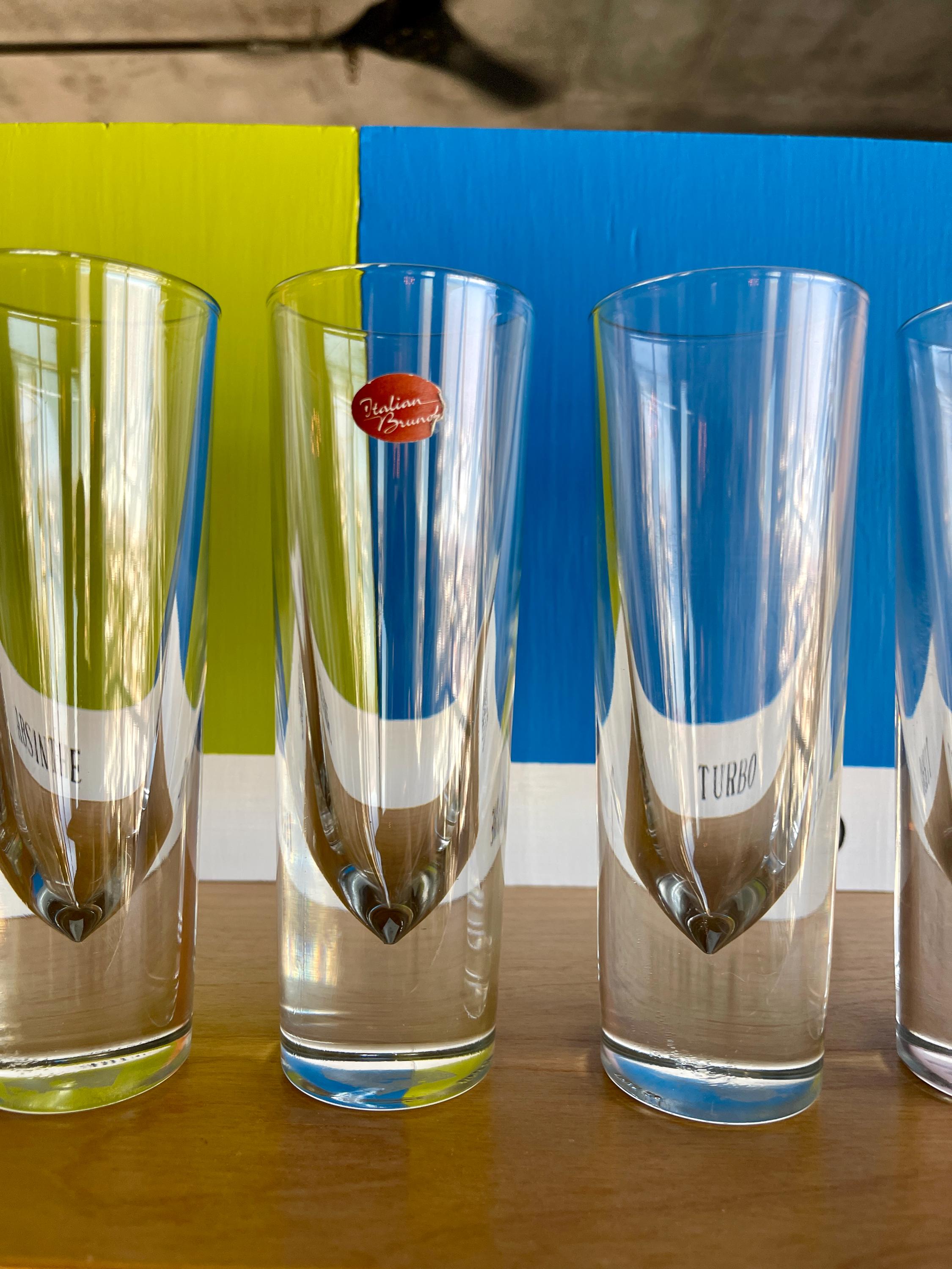 80s Carlo Moretti Italy Bullet Brunch Glass Set Italian Highball