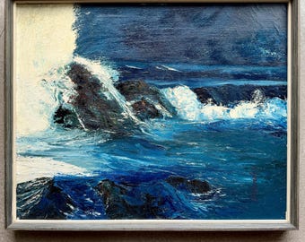 Pintura al óleo sobre lienzo de estilo moderno de mediados de siglo, con técnica de impasto, titulada D. Mundell.