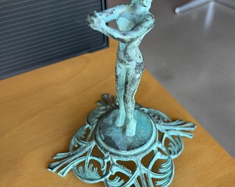 80s David Banks Postmodern Art Deco Revival Terragrafx Lady Sculpture Match Stem Candle