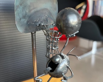 80s Quayle Metal Flea Sculpture Metal Wood Design