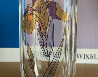 70s Gold Gilt Flower French Crystal Vase Hollywood Regency Art Deco Revival Postmodern