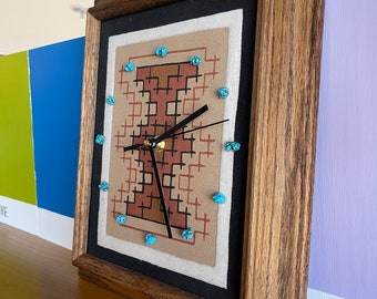 Geometric Turquoise Stone Sand Wall Clock Postmodern Design MCM