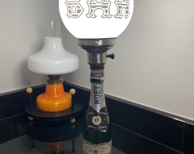 Vintage Moet & Chandon Bar Lamp Globe Shade Champagne Bottle Sculpture ...