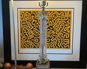 70s Paul Hanson Skyscraper Glass Column Lamp Hollywood Regency