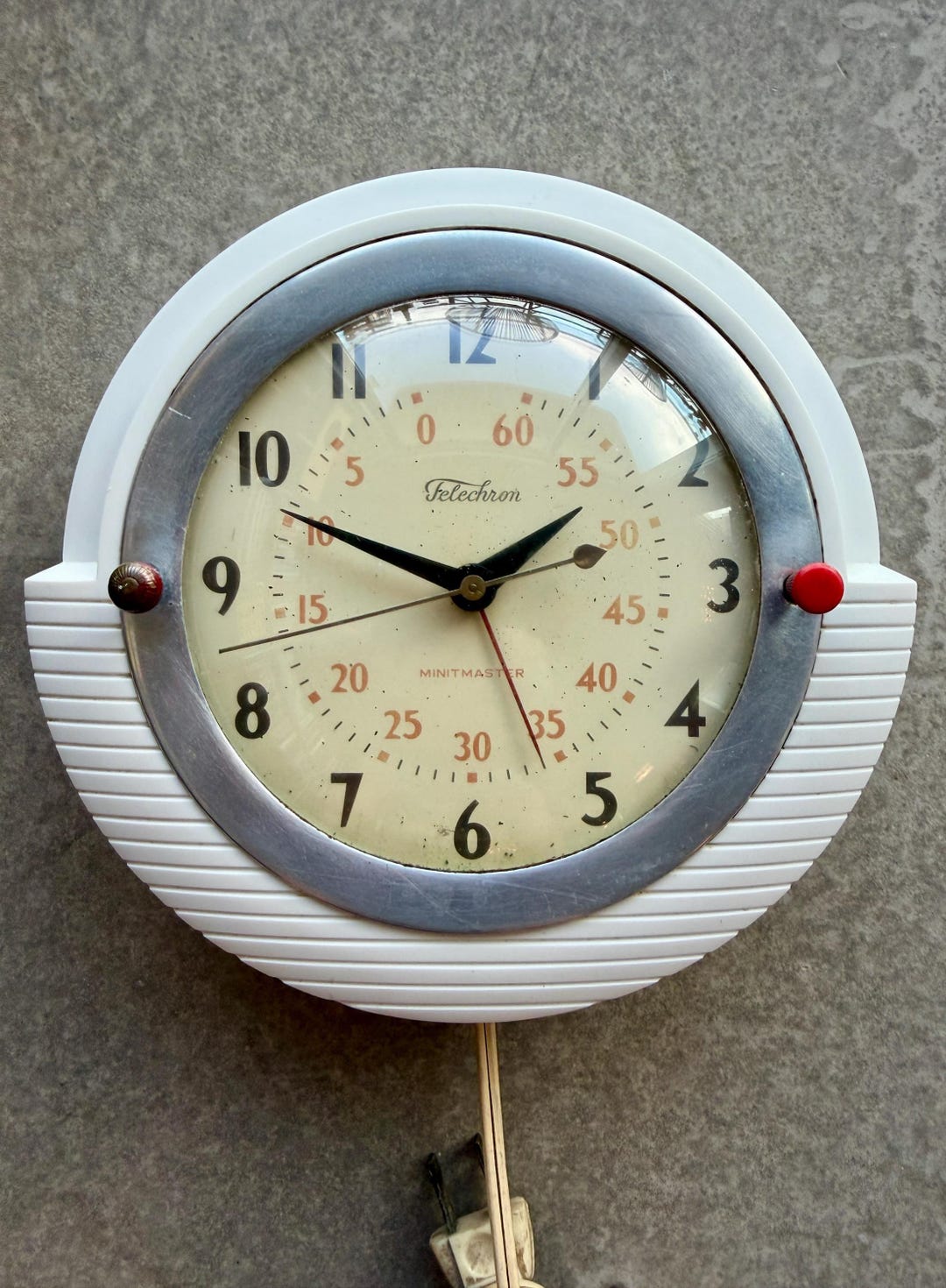 40s Telechron Minitmaster 2H17 Streamline Moderne Electric Wall Clock ...