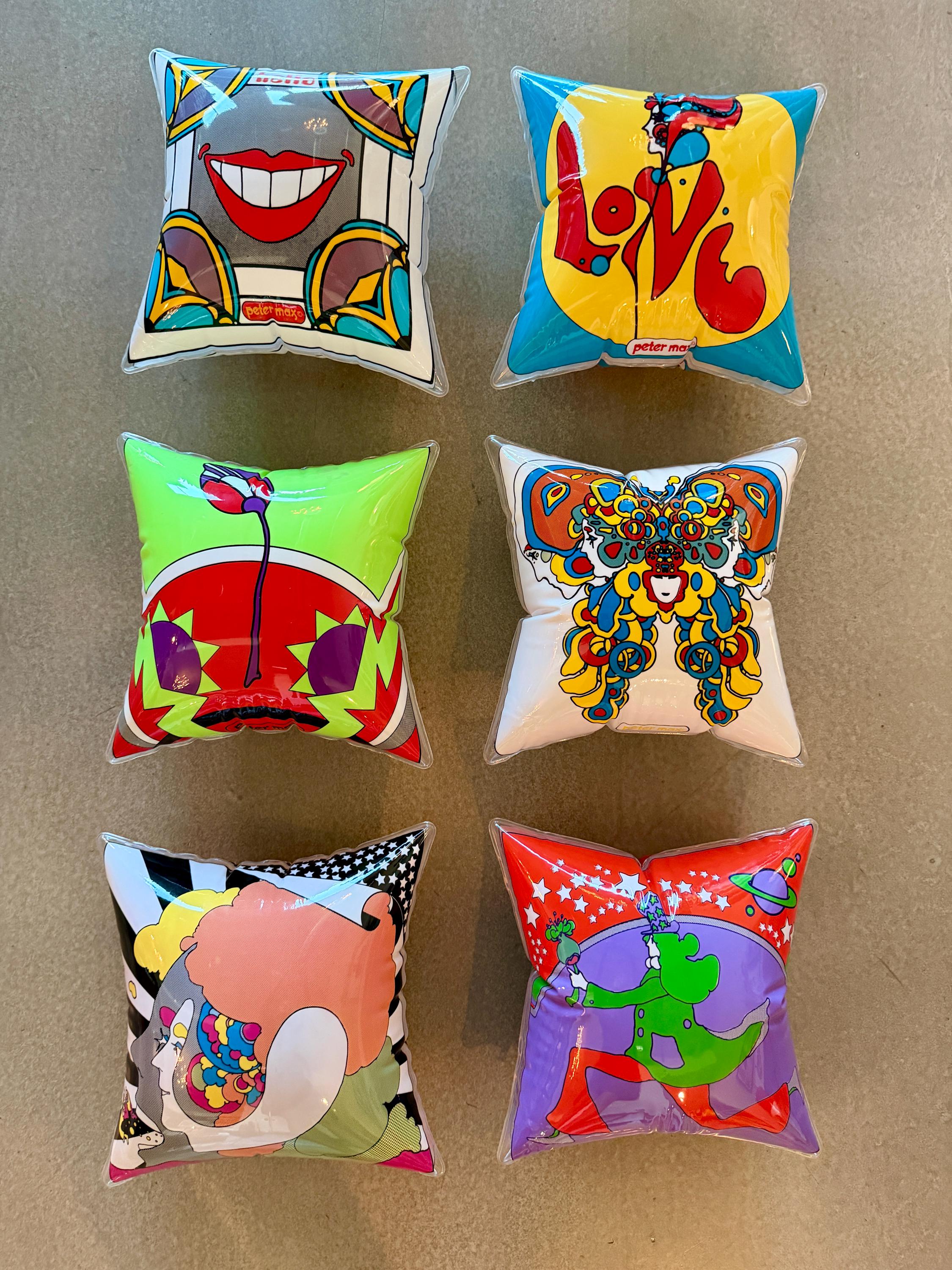 60s Peter Max Inflatable Plastic Pop Art Psychedelic Pillow Set