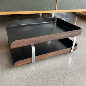 Space Age Metal Two Tier Desk Letter Paper Tray Peter Pepper Style