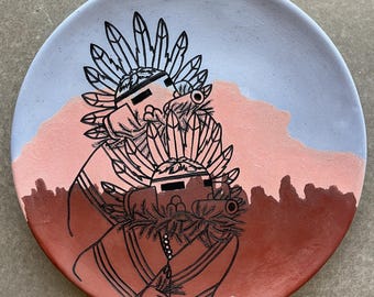 Gráfico D. Escultura de pared de cerámica de los nativos americanos del pueblo Chino Acoma