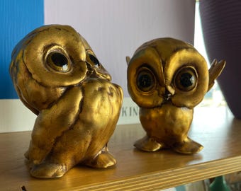 50s Freeman Mcfarlin Potteries California Gilded Ceramic Owl Gold
