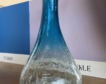 Vintage Ohio River Ombre Crackle Glass Vessel Vase