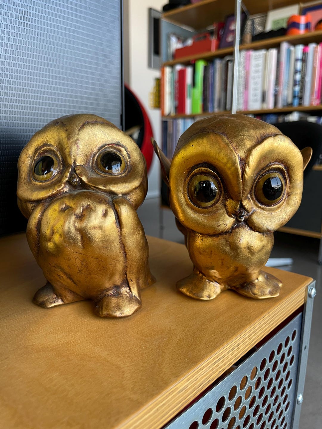 50s Freeman Mcfarlin Potteries California Gilded Ceramic Owl Gold