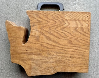 70s Washington State Shaped Wooden Lap Desk Writing Box Midcentury Bruce Hardware