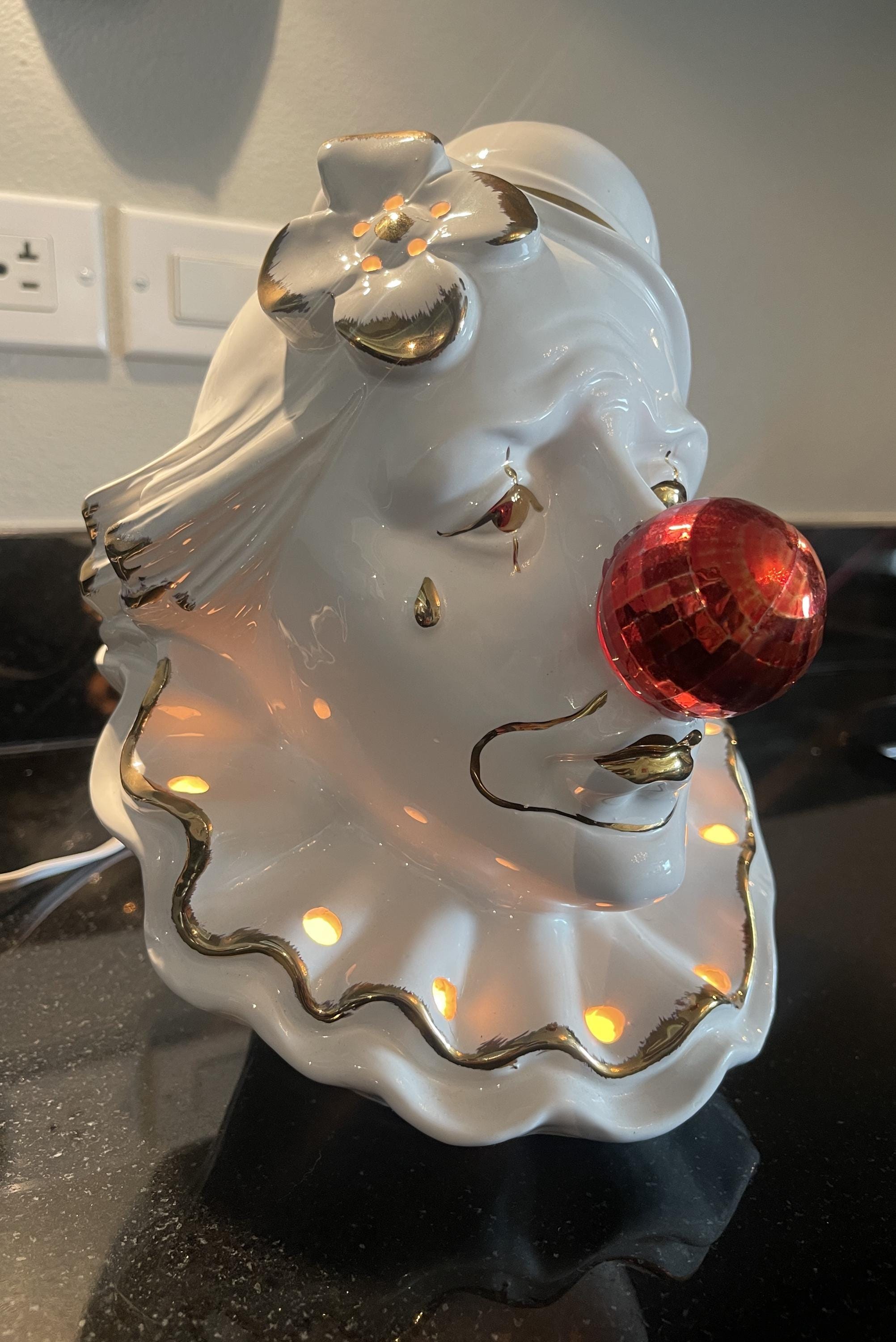 60s CWI Circus Ceramic Clown Head Table Lamp Sculpture Vegas