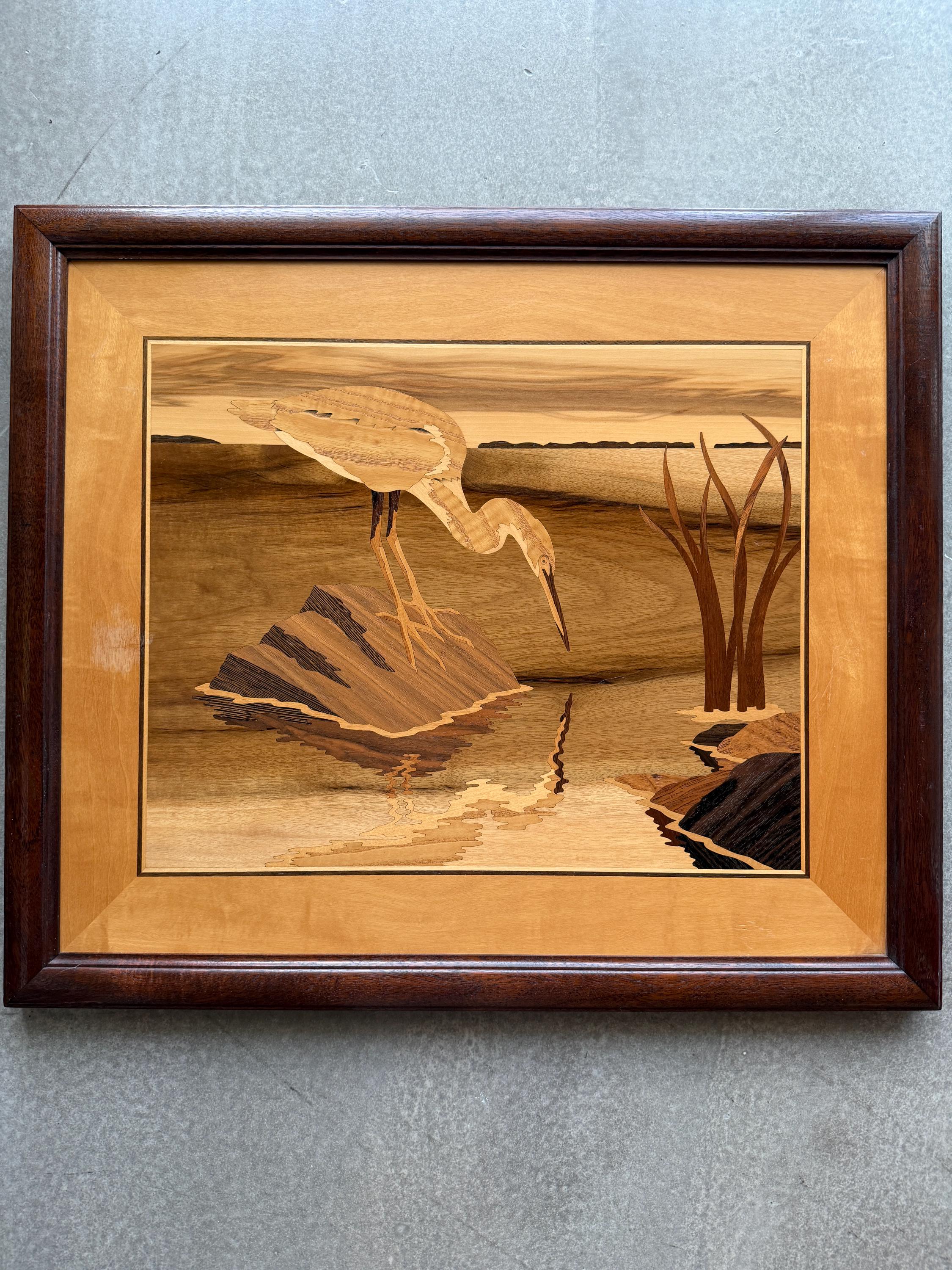 【Hudson  Inlay 】　木象嵌　マーケトリー　ジェフネルソン Vintage Hudson River Inlay Jeff Nelson Wood Marquetry Large Wall