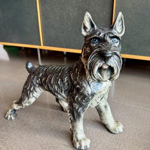 60s Vintage Marwal Schnauzer Dog Sculpture Chalkware Design