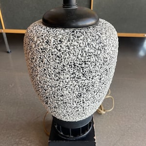 Paul Millet Vermiculated White on Black Ceramic Vase now a Lamp Paul Millet Vermiculated White on Black Ceramic Vase now a Lamp