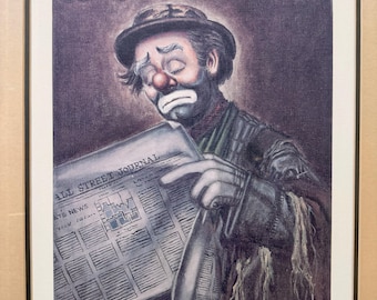 George Crionas Wall Street Journal Artist Proof Color Lithograph Sad Clown Art Print Signed