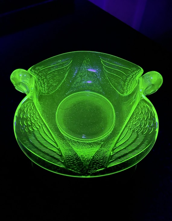 フェントン ウランガラス ディプレッショングラス ボウル カスタードガラス