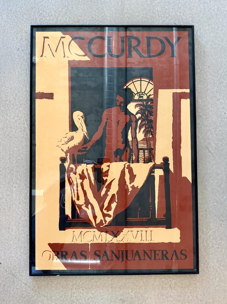 70s Framed Michael McCurdy Obras Sanjuaneras Silkscreen Poster Mid Century Art image 9
