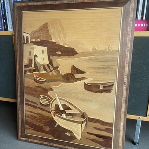 60s Italian Wood Marquetry Large Wall Sculpture Art Danish California Modern