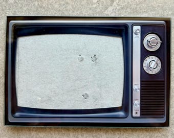 90s Tube TV Glass Photo Frame Horizontal Television Picture Holder