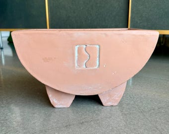 Vintage Michael Graves Design Faux Terracotta Resin Footed Half Moon Planter Undrilled New with Tags 1990s Postmodern