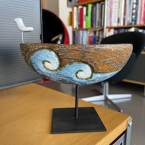 Original Cathy Broski Travelers Ceramic Metal Sculpture Postmodern