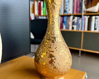 1950s Dixon Art Studios Weeping Gold Ceramic Vase Midcentury Space Age Vintage