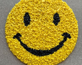 70s Pop Art Smiley Face Melted Plastic Popcorn Wall Sculpture