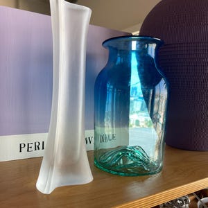 60s Sweden Frosted SEA Glasbruk Bjorn Ramel Kosta Bone Vase
