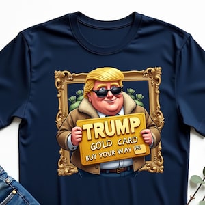 Goldene Trump-KarteVisa, goldene politische Karte, lustiges VIP-Zustand-Parodie-T-Stück, satirischer Elite-Zugriff, urkomische politische Mitgliedsgrafik
