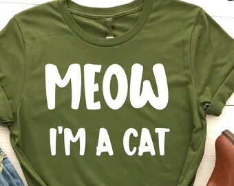 Miau soy una camiseta de gato, regalo de mamá gato, camisetas amantes de los gatos, regalo de dama de gato, regalo de amante de los gatos, gato lindo, camisa amante de los gatos, camisa de gato mujeres, camiseta de gatito