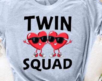 Twin Squad Boys Or Twin Girls Heart Brother Sister T-Shirt, Matching Twin Sibling, Sibling Love Tee, Brother Sister Twin Set, Twin Squad