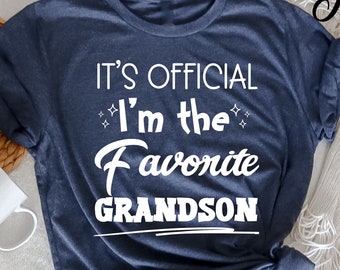 É oficial eu sou o neto favorito camiseta engraçada, camiseta do neto, camiseta do vovô, presente do neto, presente de aniversário para o avô,