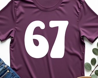 Maglietta con numerologia 67, maglietta con numero angelico spirituale, maglietta con significato mistico, regalo con numero fortunato, maglietta con energia positiva per uomo e donna